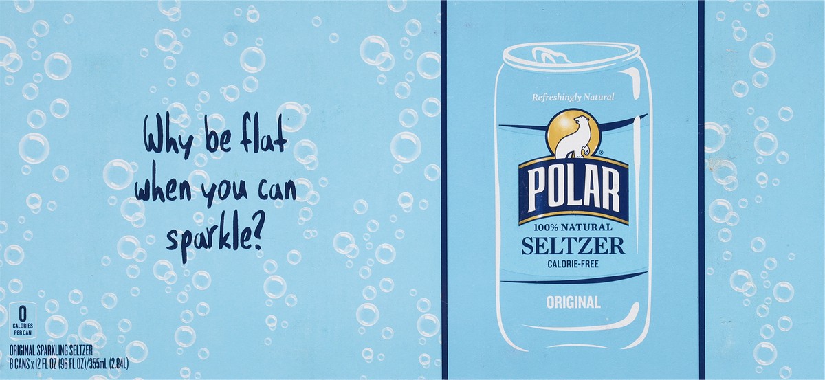 slide 3 of 9, Polar Calorie-Free Original Seltzer 8 - 12 fl oz Cans, 8 ct