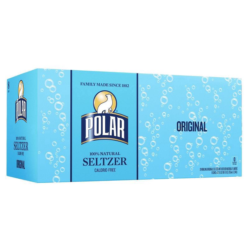 slide 1 of 9, Polar Calorie-Free Original Seltzer 8 - 12 fl oz Cans, 8 ct