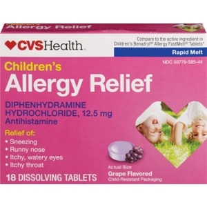 slide 1 of 1, CVS Health Children's Allergy Relief Grape Dissolving Tablets, 18 ct