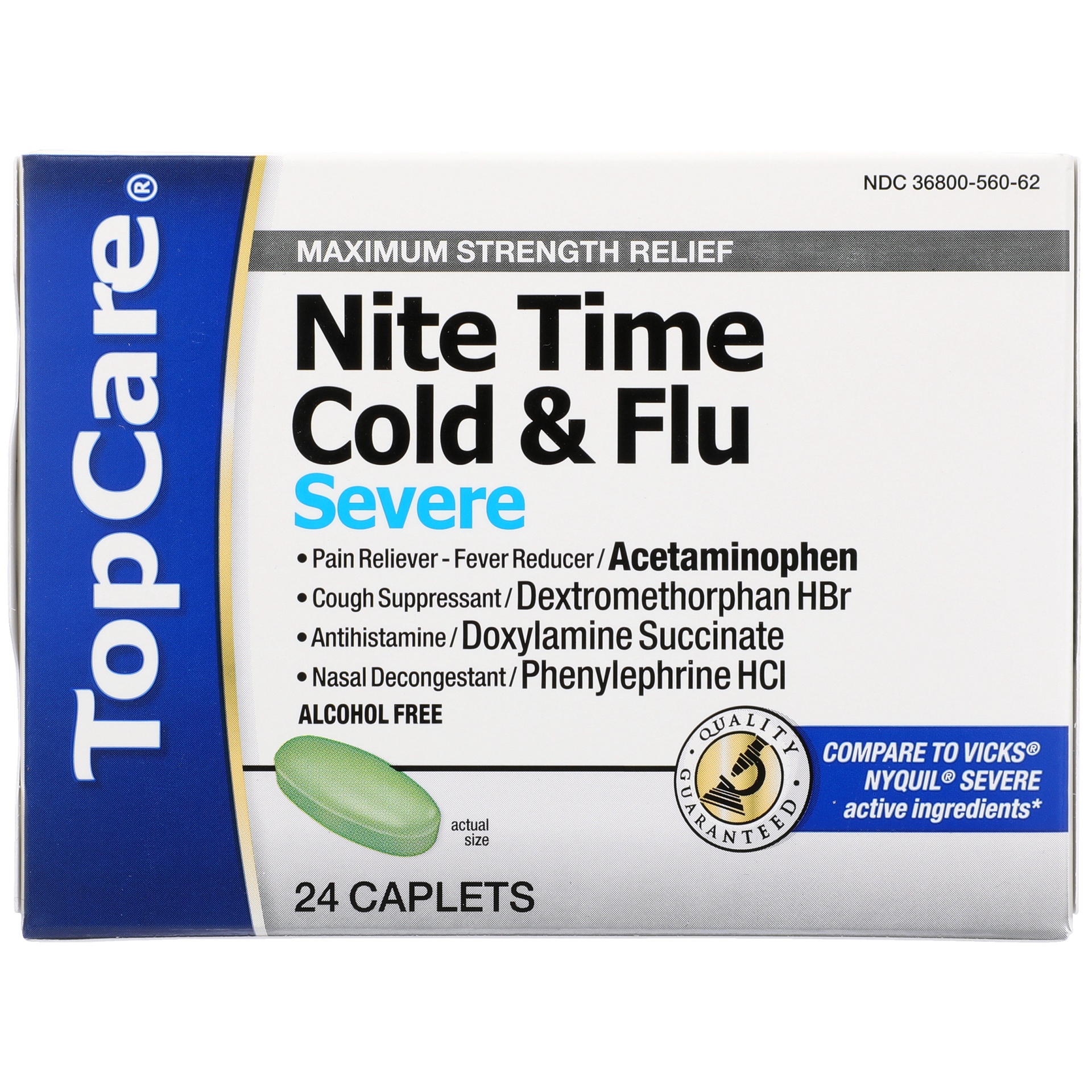 slide 1 of 6, TopCare Cold & Flu Nite Time Severe Maximum Strength Relief, 24 ct