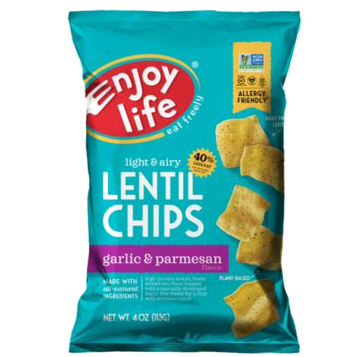 slide 1 of 6, Enoy Life Plentils Crunchy Garlic & Parmesan Lentil Chips, 4 oz