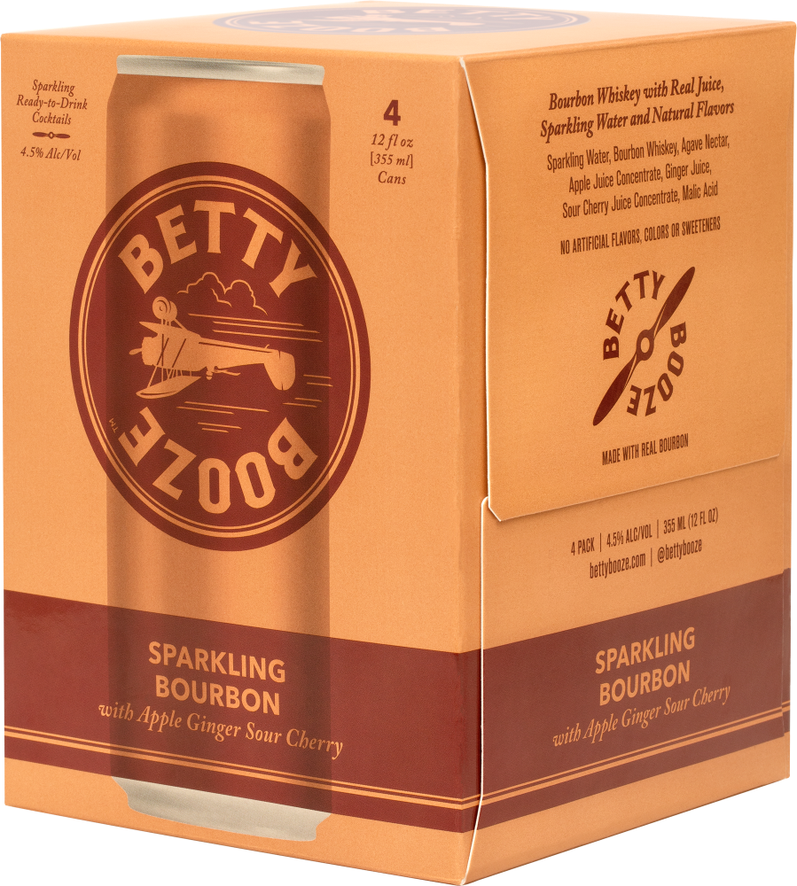slide 3 of 3, Betty Booze Sparkling Bourbon Apple 4 Pack, 4 ct; 12 oz