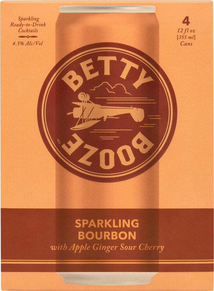 slide 1 of 3, Betty Booze Sparkling Bourbon Apple 4 Pack, 4 ct; 12 oz