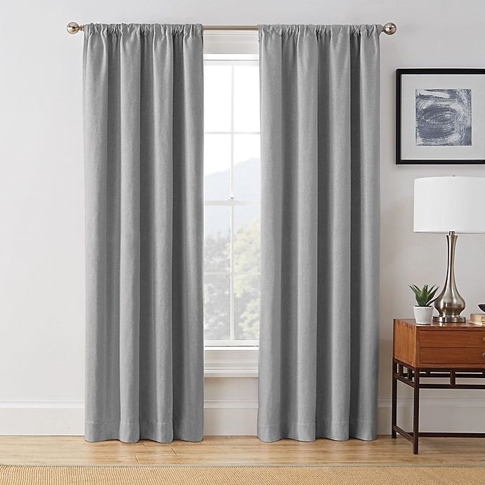 slide 1 of 5, Brookstone Harvey Rod Pocket Room Darkening Window Curtain Panel - Light Grey, 108 in