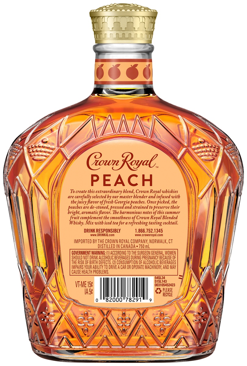 slide 4 of 5, Crown Royal Peach Canadian Whiskey, 750 ml