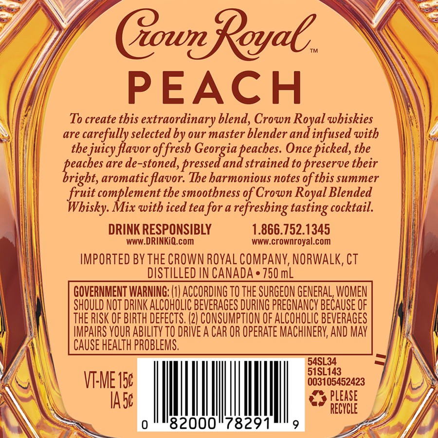 slide 4 of 5, Crown Royal Peach Flavored Whiskey, 750 ml