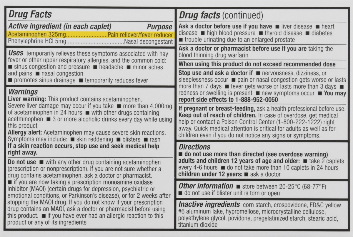 slide 9 of 12, HealthA2Z Non-Drowsy Maximum Strength Sinus Headache PE Caplets 18 ea, 18 ct