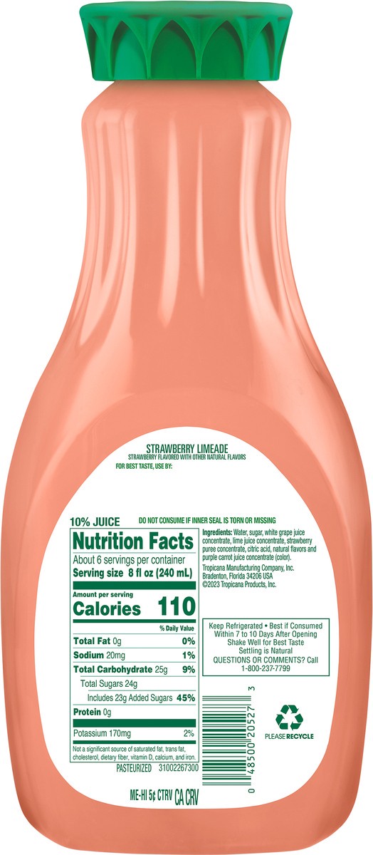slide 12 of 13, Tropicana Chilled Juice Strawberry Limeade - 52 fl oz, 52 fl oz