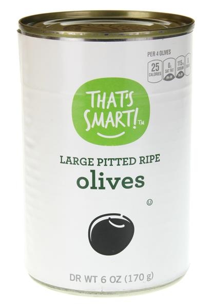 slide 1 of 1, That's Smart! Large Pitted Ripe Olives, 6 oz