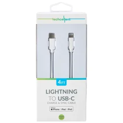 Techcellent Lightning to USB-C Charge & Sync Cable, 4 ft White