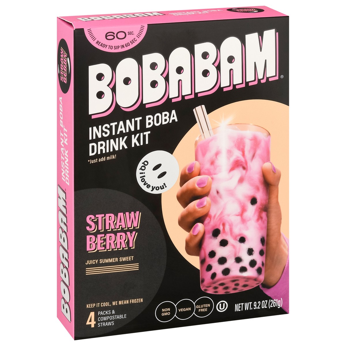 slide 8 of 9, Boba Bam Instant Strawberry Boba Drink Kit 4 Packs 4 ea, 4 ct
