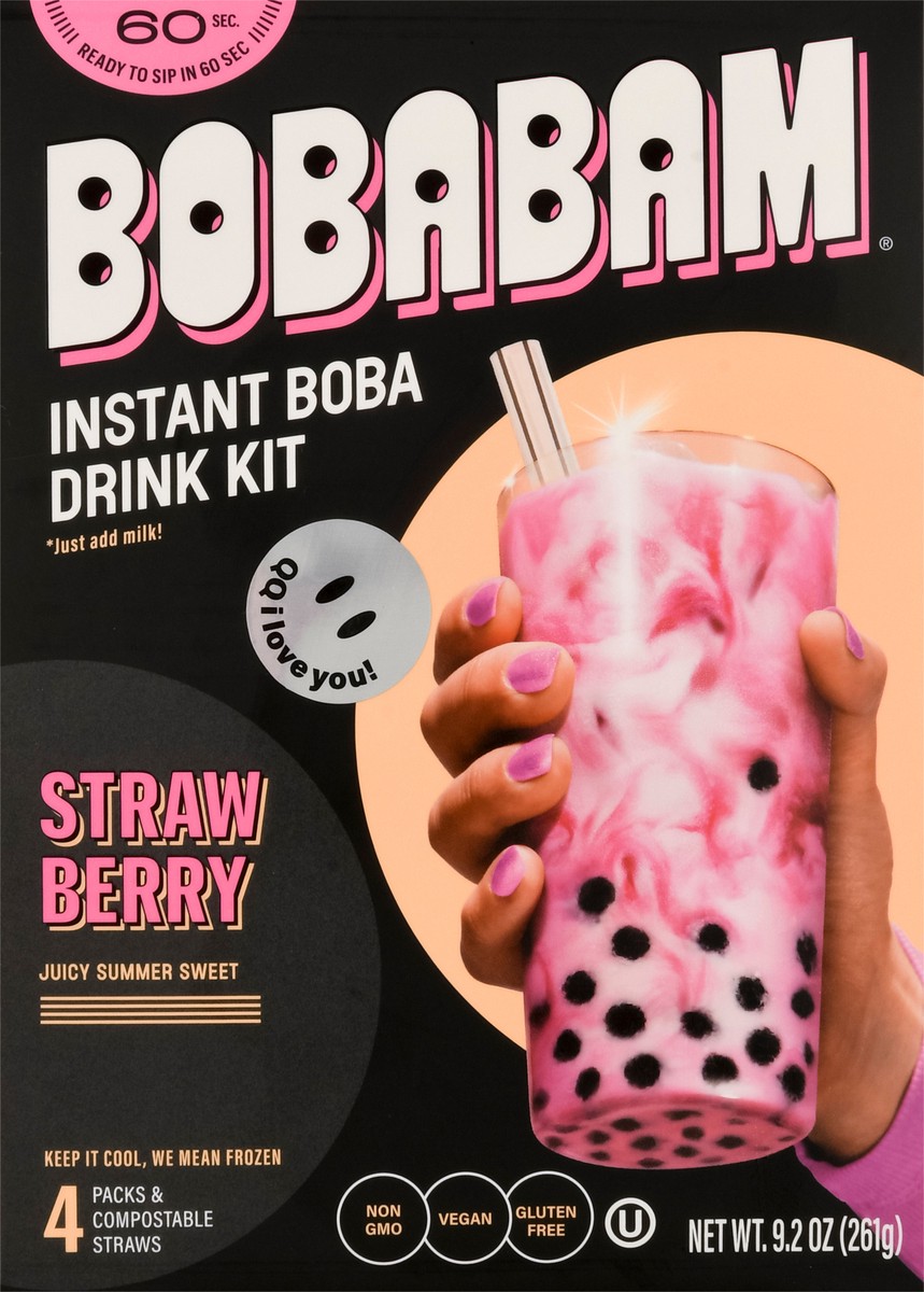 slide 2 of 9, Boba Bam Instant Strawberry Boba Drink Kit 4 Packs 4 ea, 4 ct