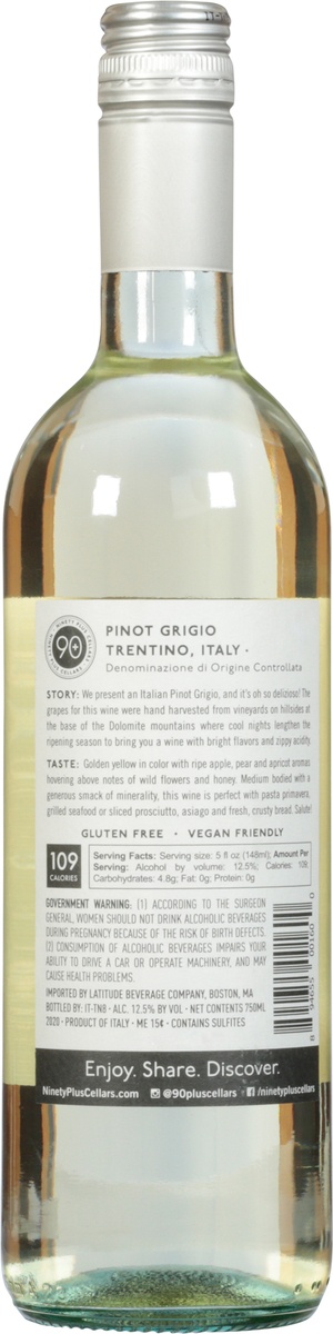 slide 8 of 9, 90+ Cellars Lot 42 Pinot Grigio, 750 ml