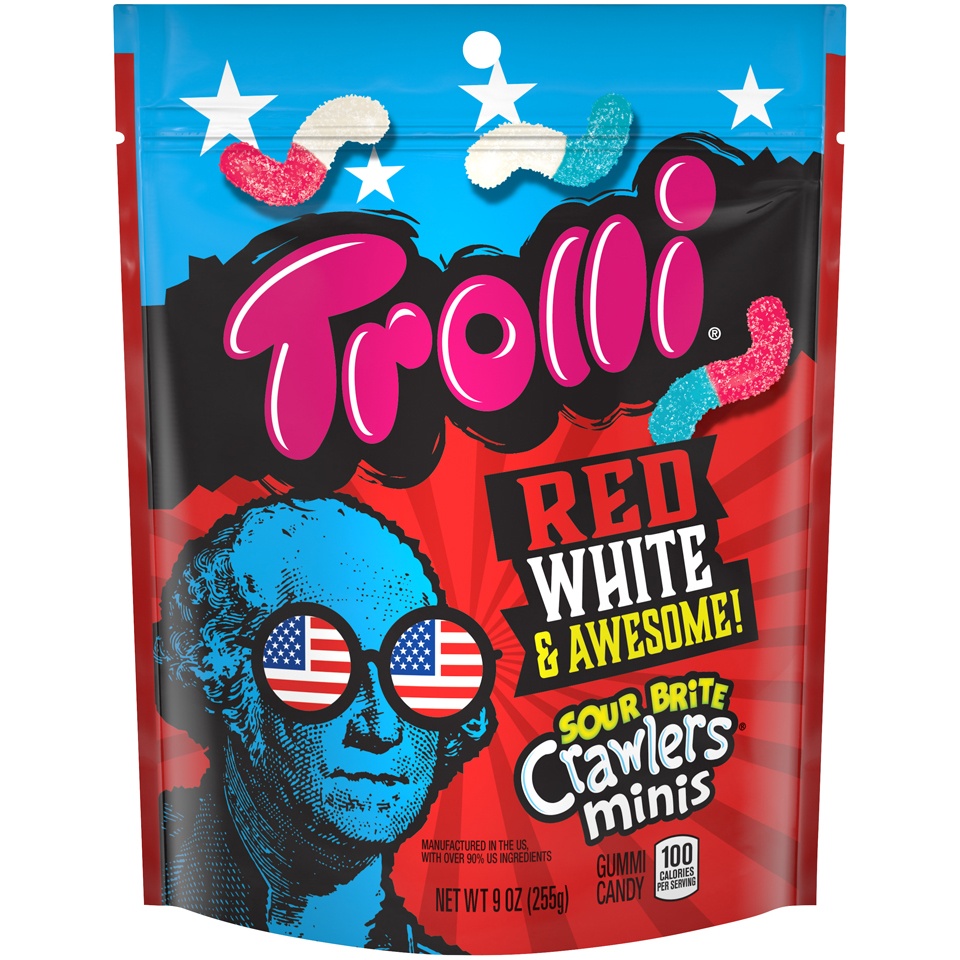 slide 1 of 1, Trolli Red White & Awesome Sour Brite Crawler Minis, 9 oz