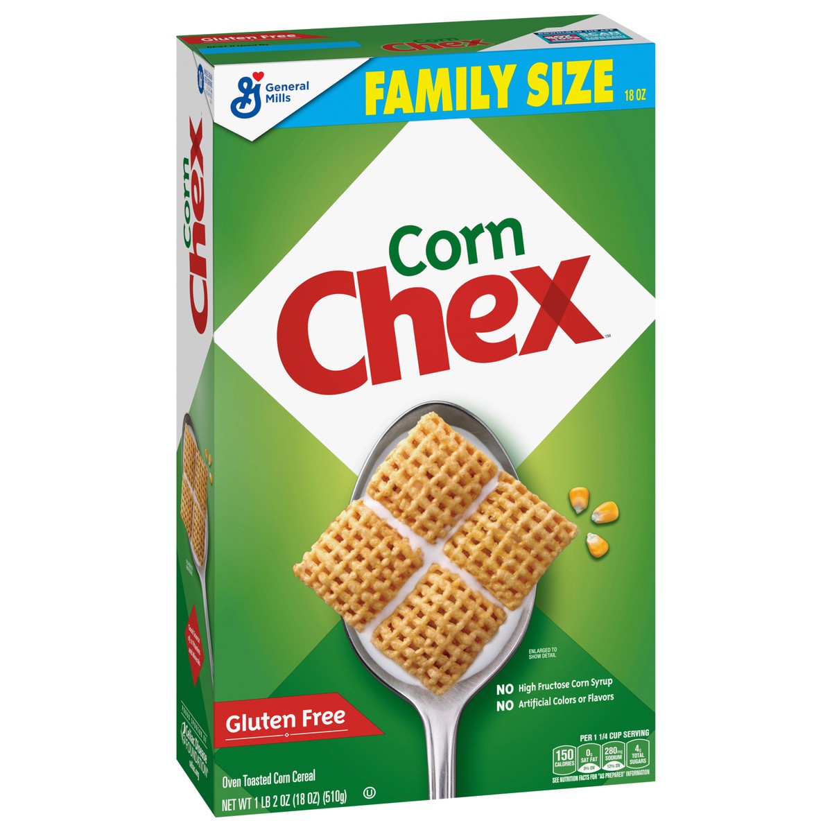 slide 13 of 13, Chex Corn Chex Gluten Free Breakfast Cereal, Made with Whole Grain, Family Size, 18 oz, 18 oz