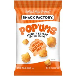 Snack Factory Pop'ums Golden Mustard BBQ Pretzel Snacks, 2.6 oz Bag