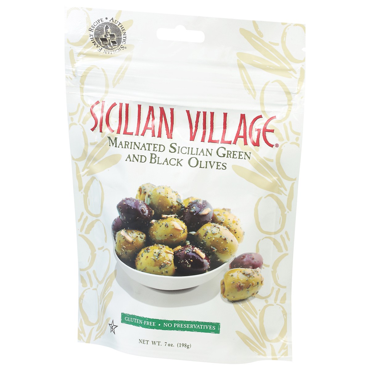 slide 7 of 14, Sicilian Village Sicilian Green and Black Marinated Olives 7 oz, 7 oz