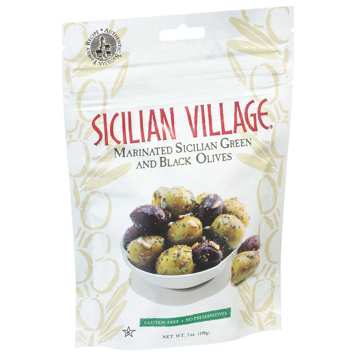slide 10 of 14, Sicilian Village Sicilian Green and Black Marinated Olives 7 oz, 7 oz