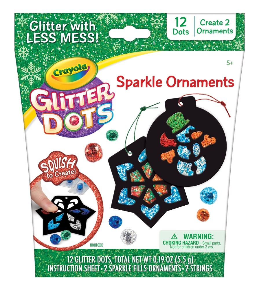 slide 1 of 1, Crayola Glitter Dots Sparkle Ornaments, 17 ct