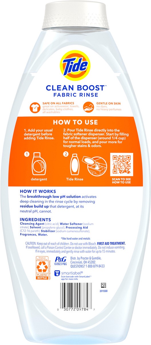 slide 4 of 7, Tide Clean Boost Fabric Rinse, 48 fl oz, Removes Odors and Residues, Safe on All Fabrics, Free of Dyes and Heavy Perfumes, Spring Meadow, 48 fl oz