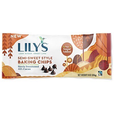 slide 1 of 2, LILY'S Semi-Sweet Chocolate Style No Sugar Added, Baking Chips Bag, 9 oz, 9 oz