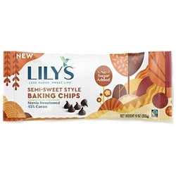 Lily's Sweets Semi-Sweet Chocolate Style No Sugar Added Baking Chips Bag, 9 oz