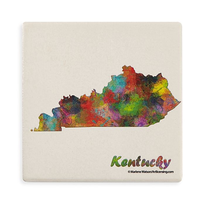 slide 1 of 1, Thirstystone Dolomite Kentucky State Map Single Round Coaster, 1 ct