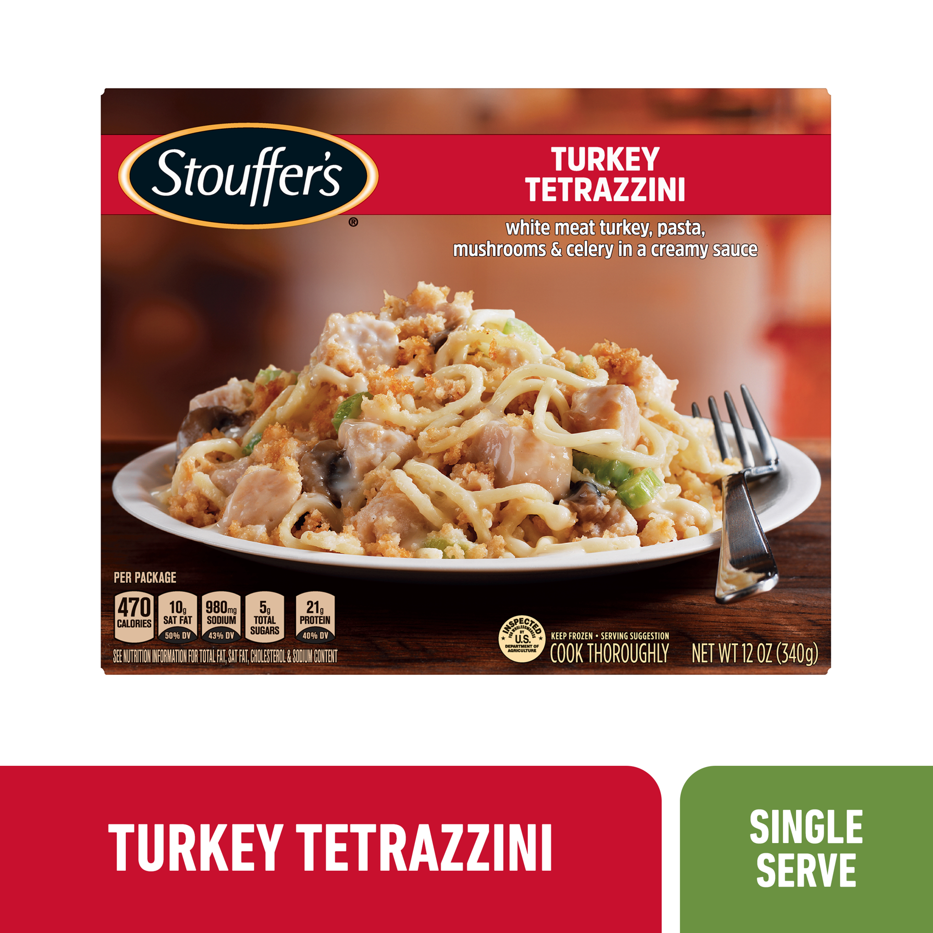 slide 1 of 9, Stouffer's Turkey Tetrazzini Frozen Meal, 12 oz