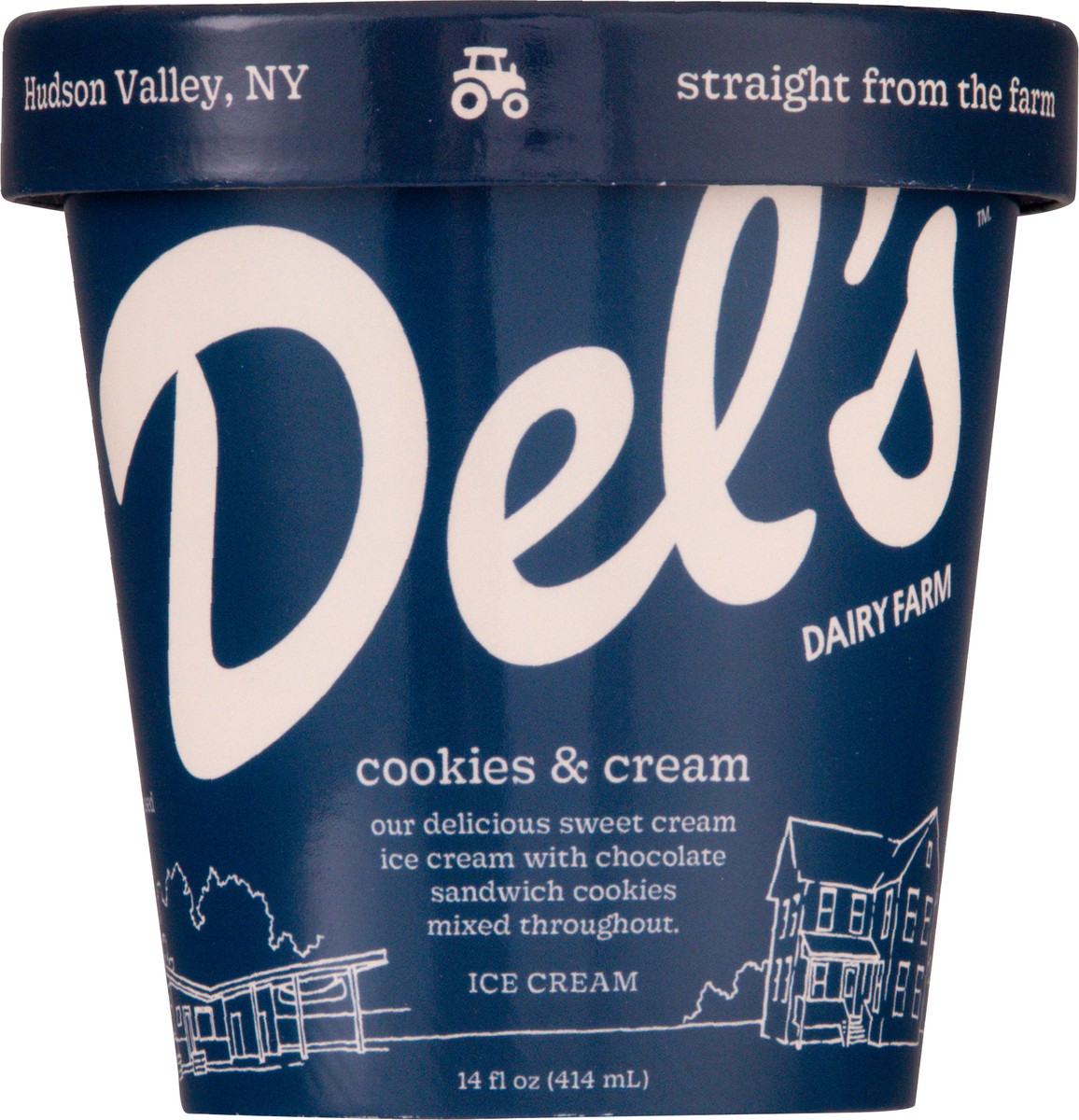 slide 14 of 14, Del's Cookies & Cream Ice Cream 14 oz, 1 ct