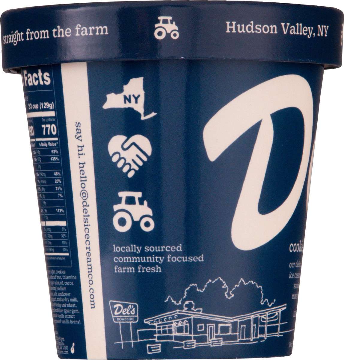 slide 9 of 14, Del's Cookies & Cream Ice Cream 14 oz, 1 ct