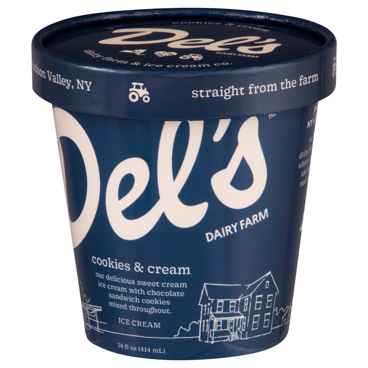 slide 2 of 14, Del's Cookies & Cream Ice Cream 14 oz, 1 ct