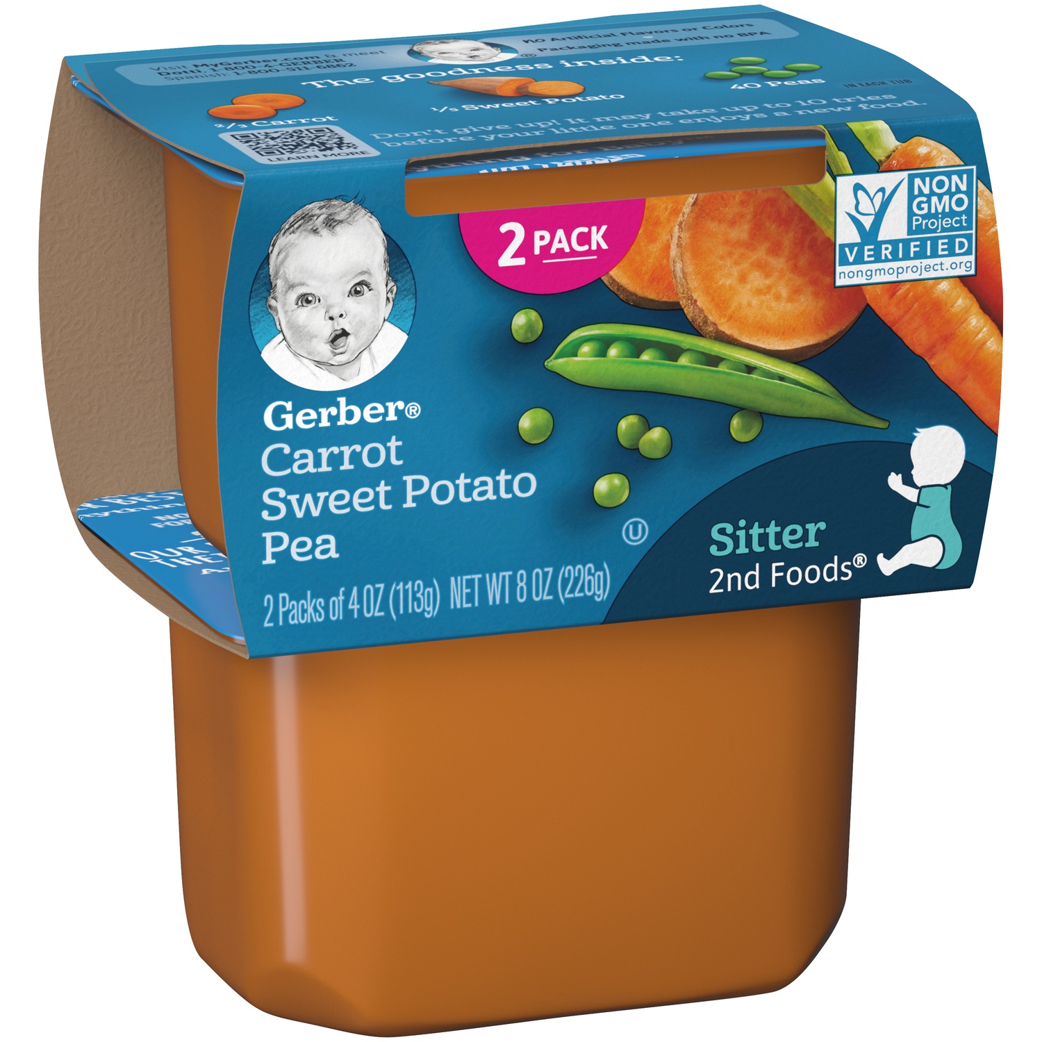 slide 3 of 9, Gerber Carrot Sweet Potato Pea Sitter 2nd Foods, 2 ct; 3.5 oz
