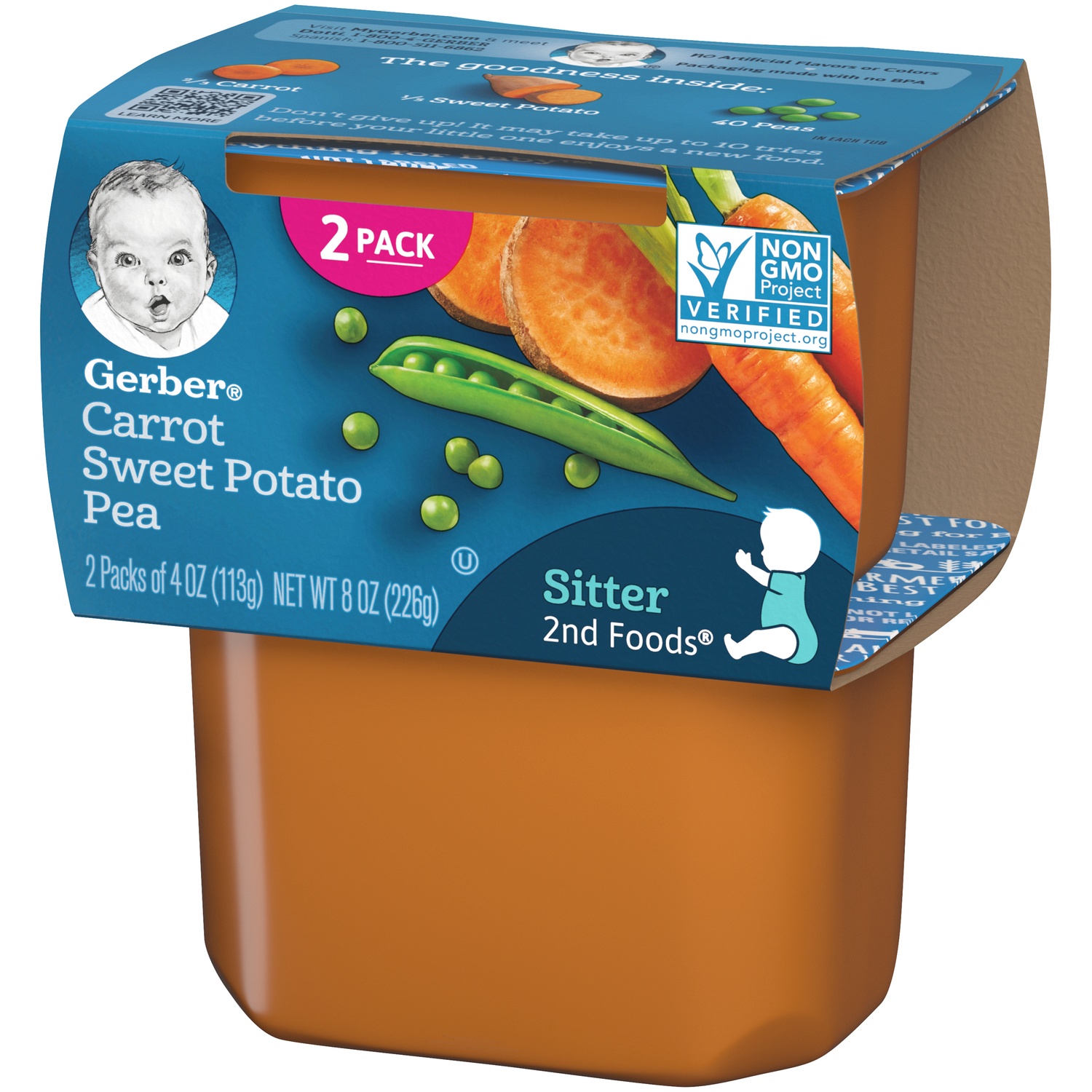 slide 4 of 9, Gerber Carrot Sweet Potato Pea Sitter 2nd Foods, 2 ct; 3.5 oz