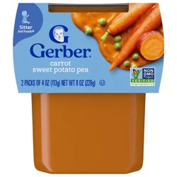 Gerber Stage 2 Baby Food, Carrot Sweet Potato Pea Puree Tubs, Baby Puree, 2PK
