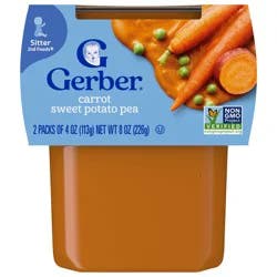 Gerber Stage 2 Baby Food, Carrot Sweet Potato Pea Puree Tubs, Baby Puree, 2PK
