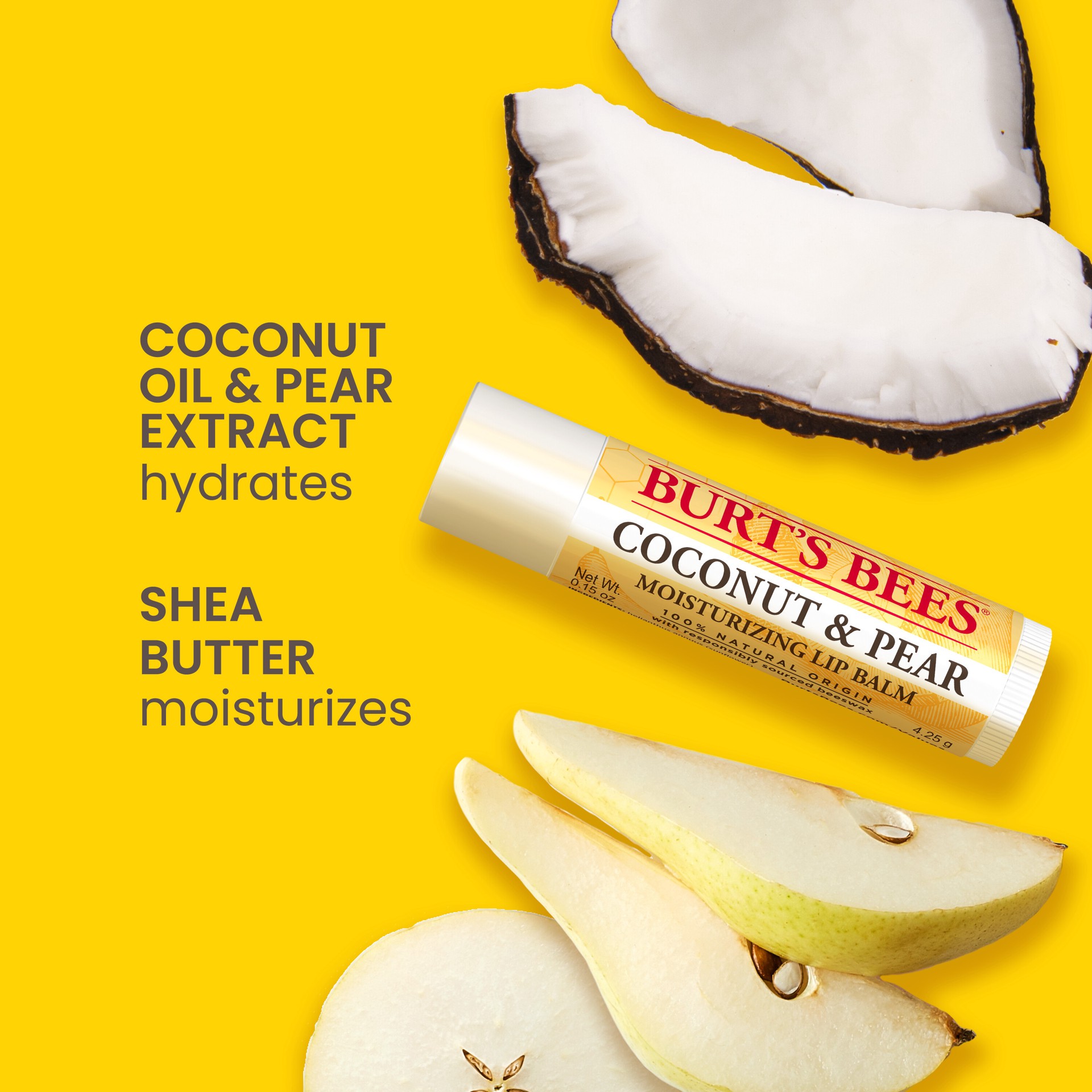 slide 2 of 5, Burt's Bees Moisturizing Coconut & Pear Lip Balm 0.15 oz, 0.15 oz