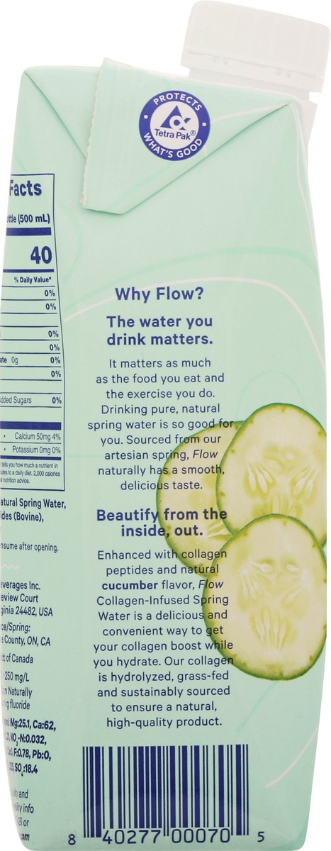 slide 9 of 13, Flow Collagen-Infused Cucumber Flavor Spring Water 500 ml, 16.9 oz