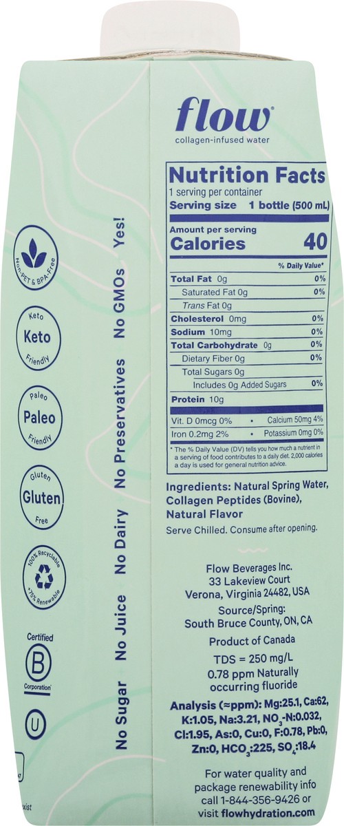 slide 8 of 13, Flow Collagen-Infused Cucumber Flavor Spring Water 500 ml, 16.9 oz