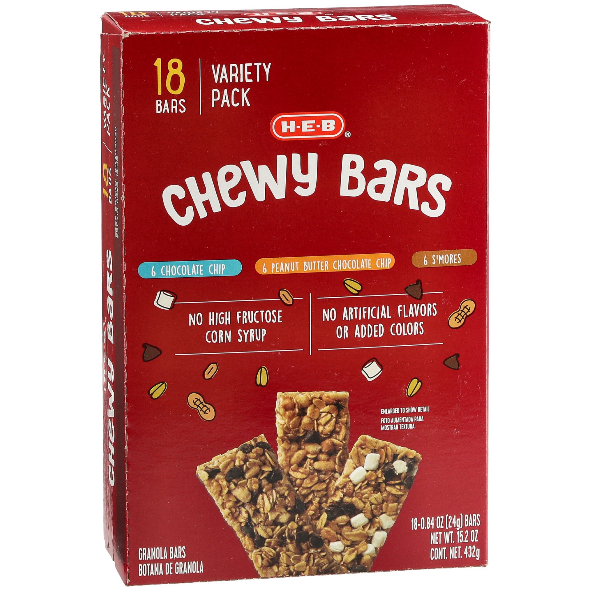 slide 1 of 1, H-E-B Chewy Bars Variety Pack, 18 ct