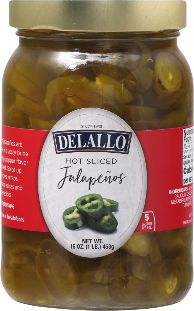 slide 1 of 9, DeLallo Xdk-Dlo Hot Sli Jalapeno Pepper, 16 oz