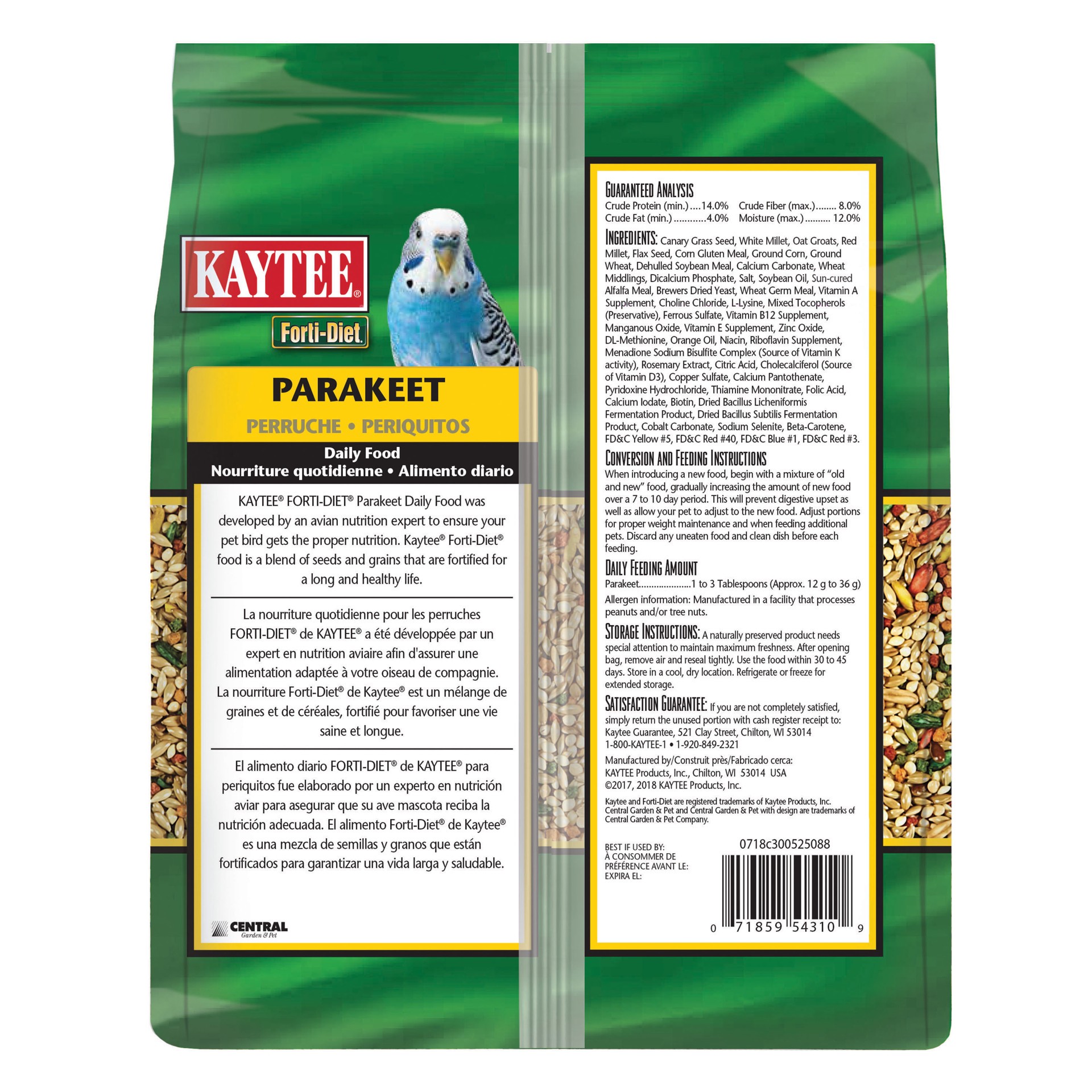 slide 3 of 3, Kaytee Fortidiet Parakeet Food, 2 lb