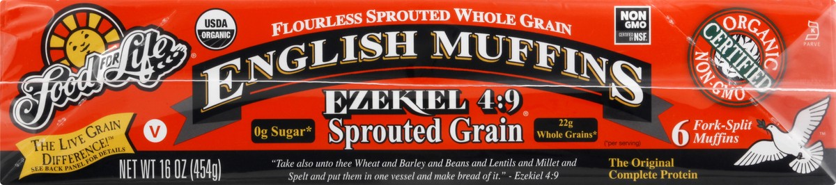 slide 12 of 13, Food for Life Ezekiel 4:9 Sprouted Grain English Muffins 6 ea, 16 oz