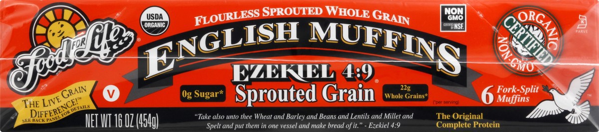 slide 6 of 13, Food for Life Ezekiel 4:9 Sprouted Grain English Muffins 6 ea, 16 oz