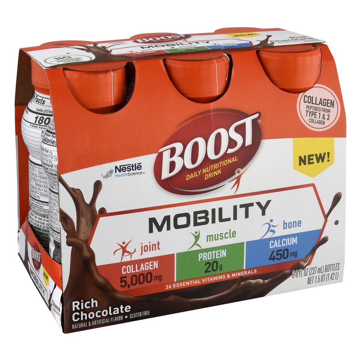 slide 2 of 9, Boost Mobility Ready to Drink Daily Nutritional Drink, Rich Chocolate Nutritional Shake, Bottles - 6 ct; 8 fl oz, 6 ct; 8 fl oz