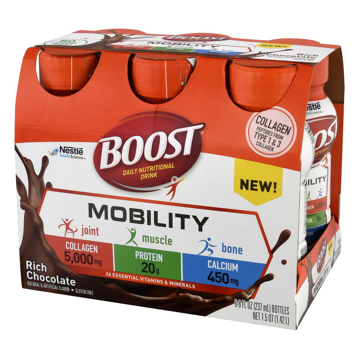 slide 3 of 9, Boost Mobility Ready to Drink Daily Nutritional Drink, Rich Chocolate Nutritional Shake, Bottles - 6 ct; 8 fl oz, 6 ct; 8 fl oz