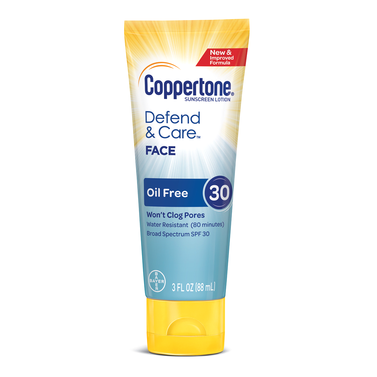 slide 1 of 1, Coppertone Defend Care Sunscreen Oil Free Face Lotion SPF 30, 3 oz