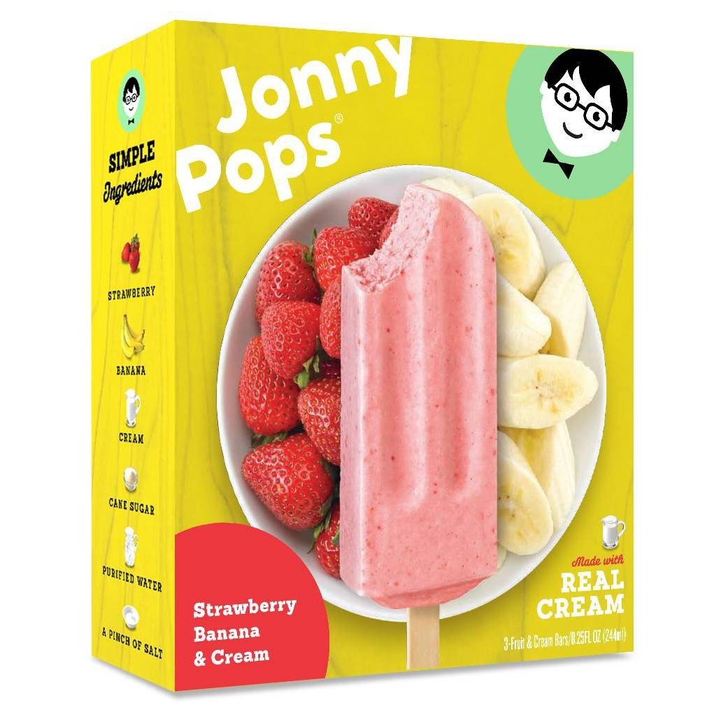 slide 1 of 1, Jonny Pops Gluten Free Strawberry Banana & Cream Ice Cream Bars, 8.25 fl oz