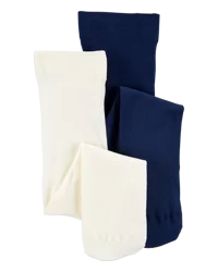 Carter's Toddler Girl 2-Pack Tights Ivory/Navy 2T4T