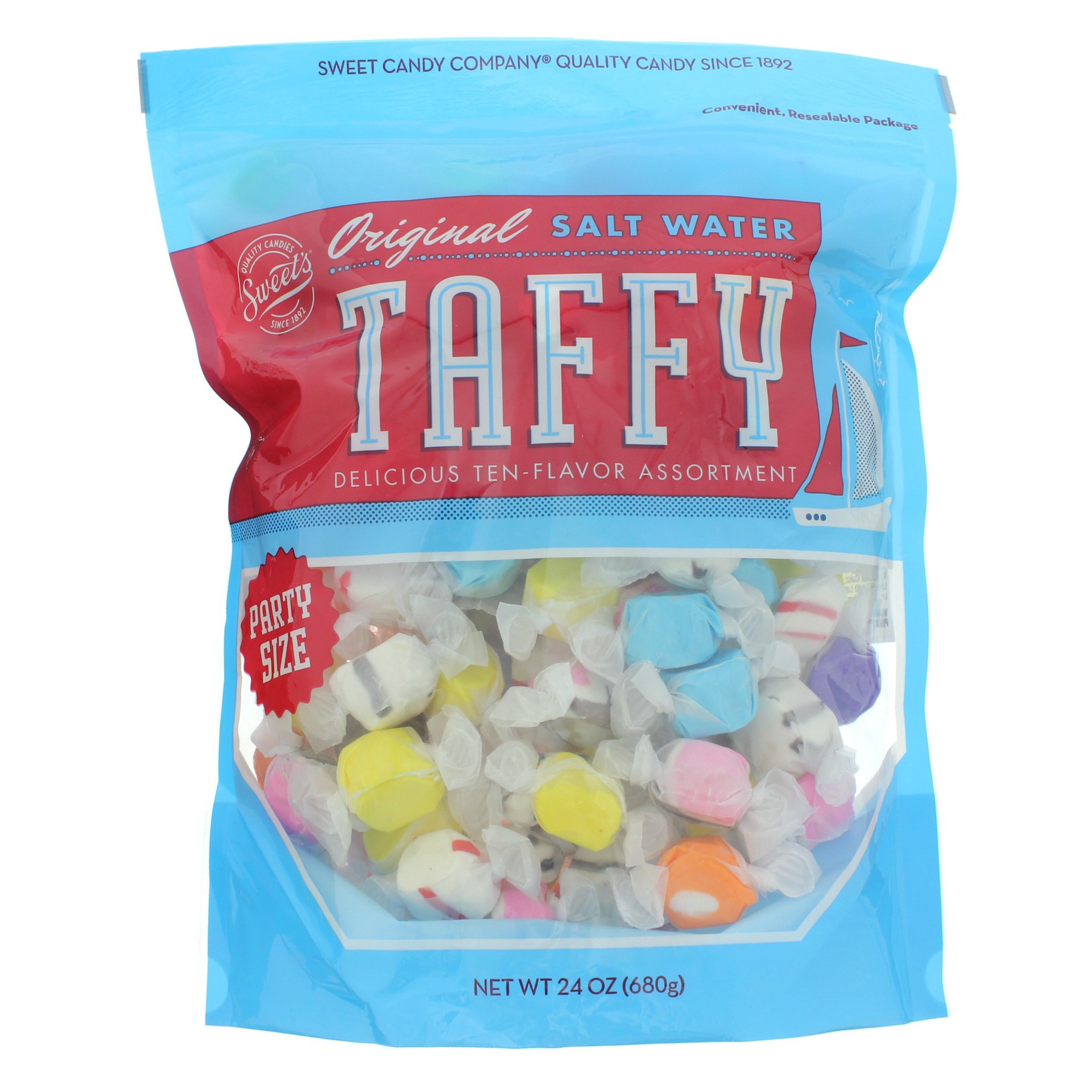 slide 1 of 2, Sweet's Sweet Candy Eb Assorted Classic Taffy Pouch, 24 oz