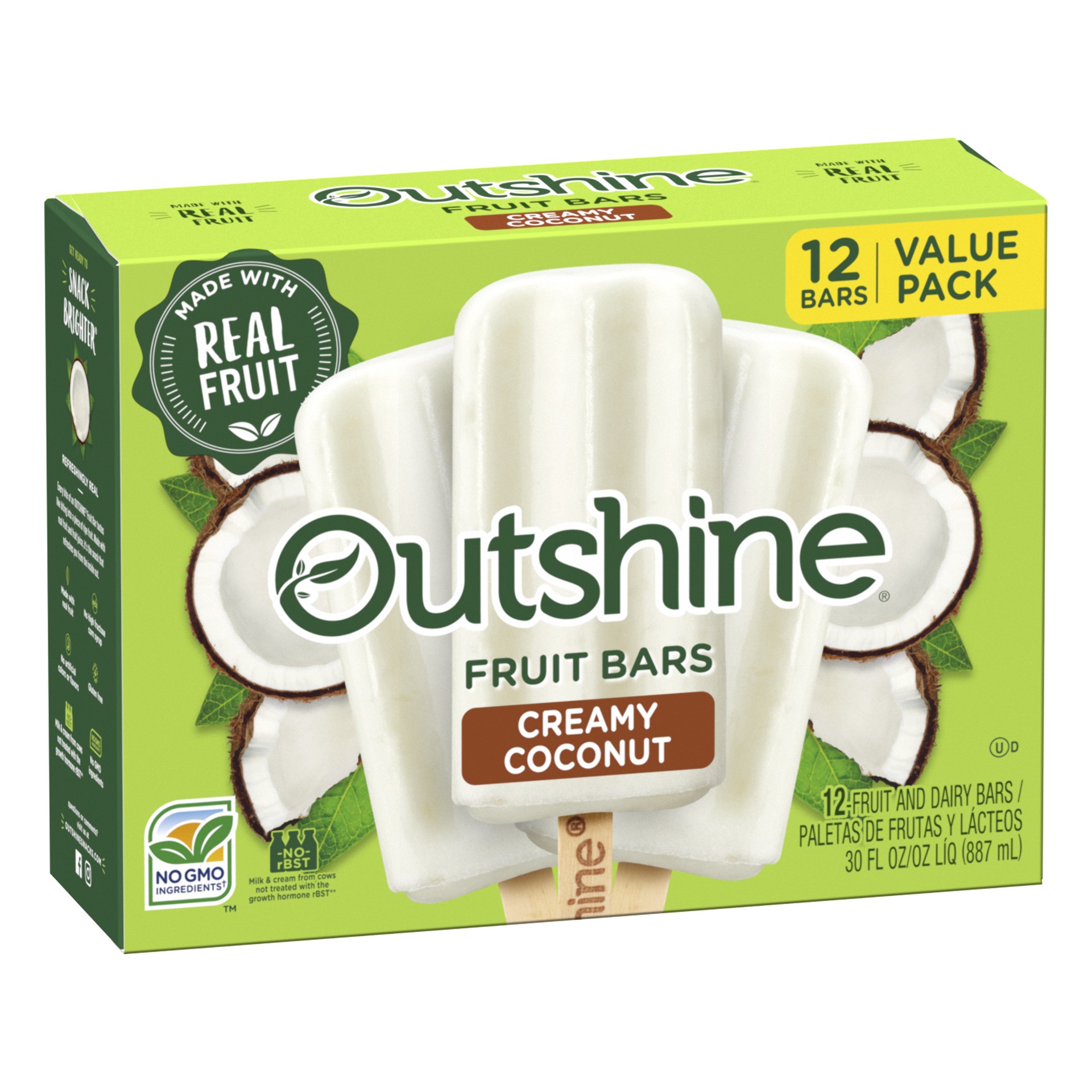 slide 2 of 5, Outshine Creamy Coconut Fruit Bars Value Pack 12 ea, 12 ct